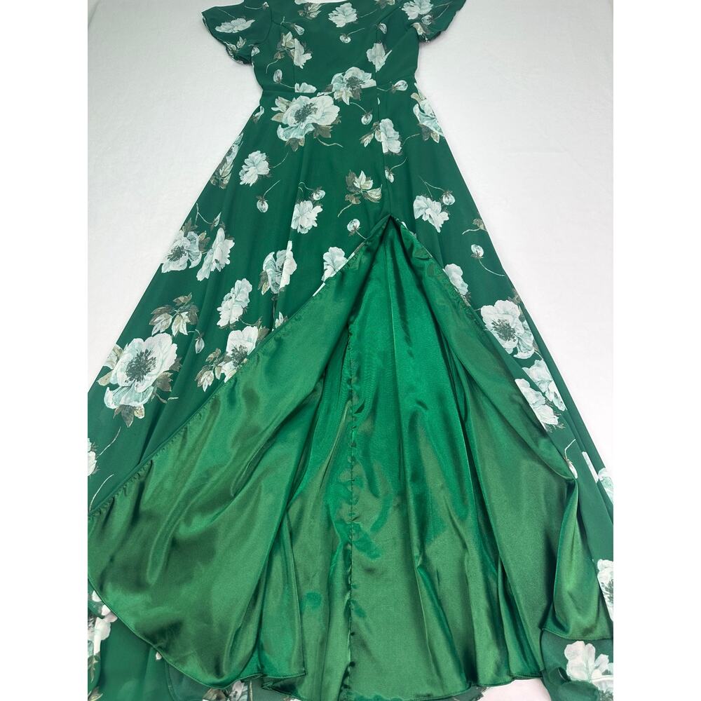 NWOT Lulus Classic Love Green Floral Tie Back Open Back Maxi Dress Size Small - Picture 9 of 13